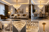 Candelabru Cristal Estrella, Ø60 cm, Auriu - AdeHouse — Finisaje și Iluminat Premium.