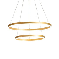 Pendul LED cu Telecomandă Delphine II 140W, Ø50 cm, cu Inele, Lumină Caldă/Neutră/Rece, Dimabil, Auriu - AdeHouse — Finisaje și Iluminat Premium.