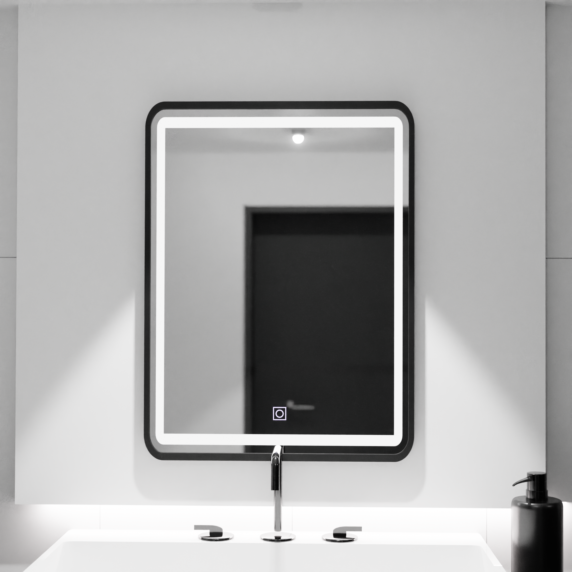 Oglindă LED Baie Amberly II, Buton Touch, Dimabilă
