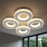 Lustră LED cu Telecomandă Seraphina 96W, Lumină Caldă/Neutră/Rece, Dimabilă, Alb/Crom - AdeHouse — Finisaje și Iluminat Premium.