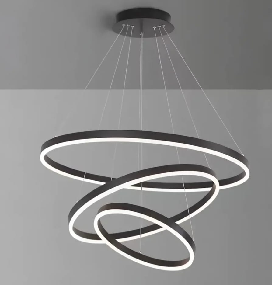 Pendul LED cu Telecomandă Faustine 140W, Ø60 cm, Lumină Caldă/Neutră/Rece, Negru/Auriu