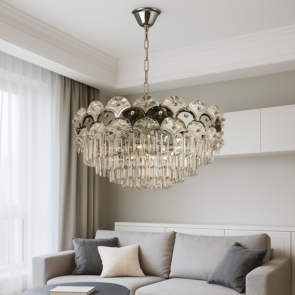 Candelabru Cristal Novaria, Ø60 cm, cu Telecomandă, Dimabil