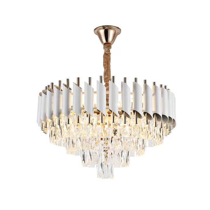 Candelabru Cristal Bellara 400W, Auriu/Alb
