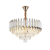 Candelabru Cristal Bellara 400W, Auriu/Alb - AdeHouse — Finisaje și Iluminat Premium.