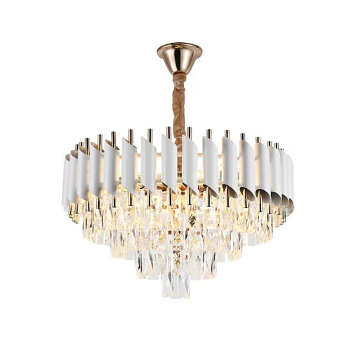Candelabru Cristal Bellara 400W, Auriu/Alb