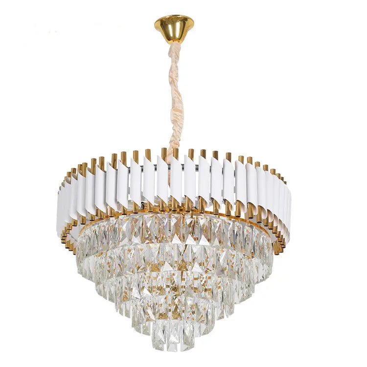 Candelabru Cristal Oleandra 500W, Auriu/Alb