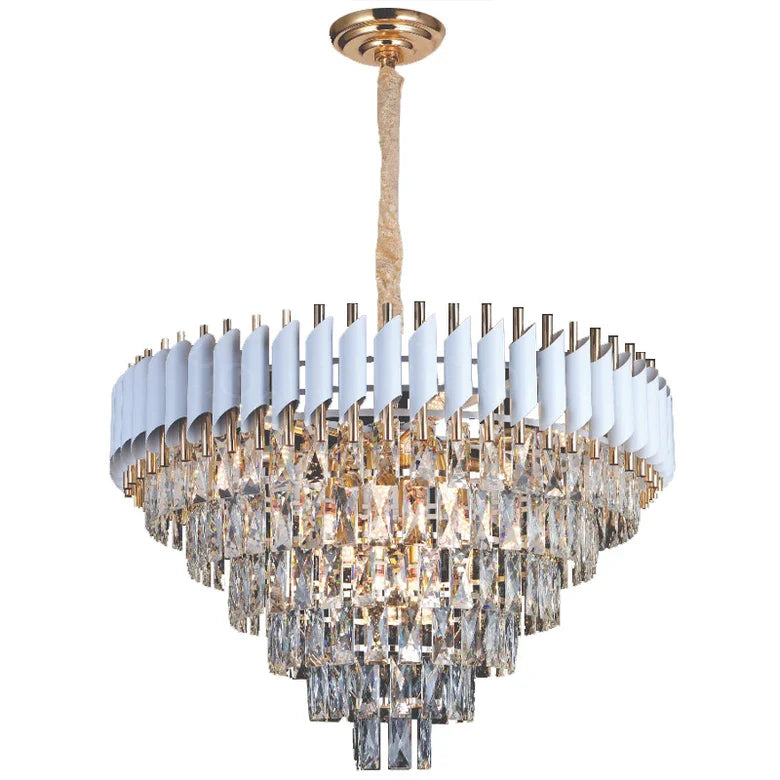 Candelabru Cristal Perrine 600W, Ø60 cm, Alb