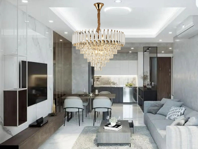 Candelabru Cristal Perrine 600W, Ø60 cm, Alb