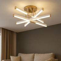 Lustră LED cu Telecomandă Brunhilda 120W, Ø60 cm, Lumină Caldă/Neutră/Rece, Auriu/Alb - AdeHouse — Finisaje și Iluminat Premium.