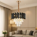 Candelabru Cristal Ulrica 60W, Ø30 cm, Negru/Auriu