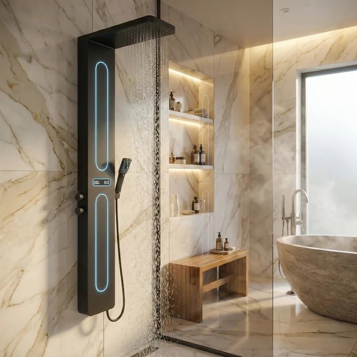 Panou de Duș Nexora Flow cu Ecran Digital, LED și Hidromasaj