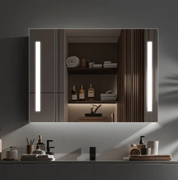 Oglindă LED Baie Egeria, 75×70 cm, Ramă Alb