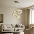Pendul LED cu Telecomandă Galatea 100W, Ø50 cm, cu Inele, cu Cristale, Lumină Caldă/Neutră/Rece, Dimabil