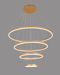 Pendul LED cu Telecomandă Calista II 220W, Ø80 cm, cu Inele, Lumină Caldă/Neutră/Rece, Dimabil, Auriu - AdeHouse — Finisaje și Iluminat Premium.