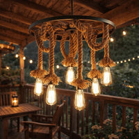 Lustră Rustică, Querida 3, 6×E27, 33×33×60 cm, Negru/Maro - AdeHouse — Iluminat Modern la Preț Bun