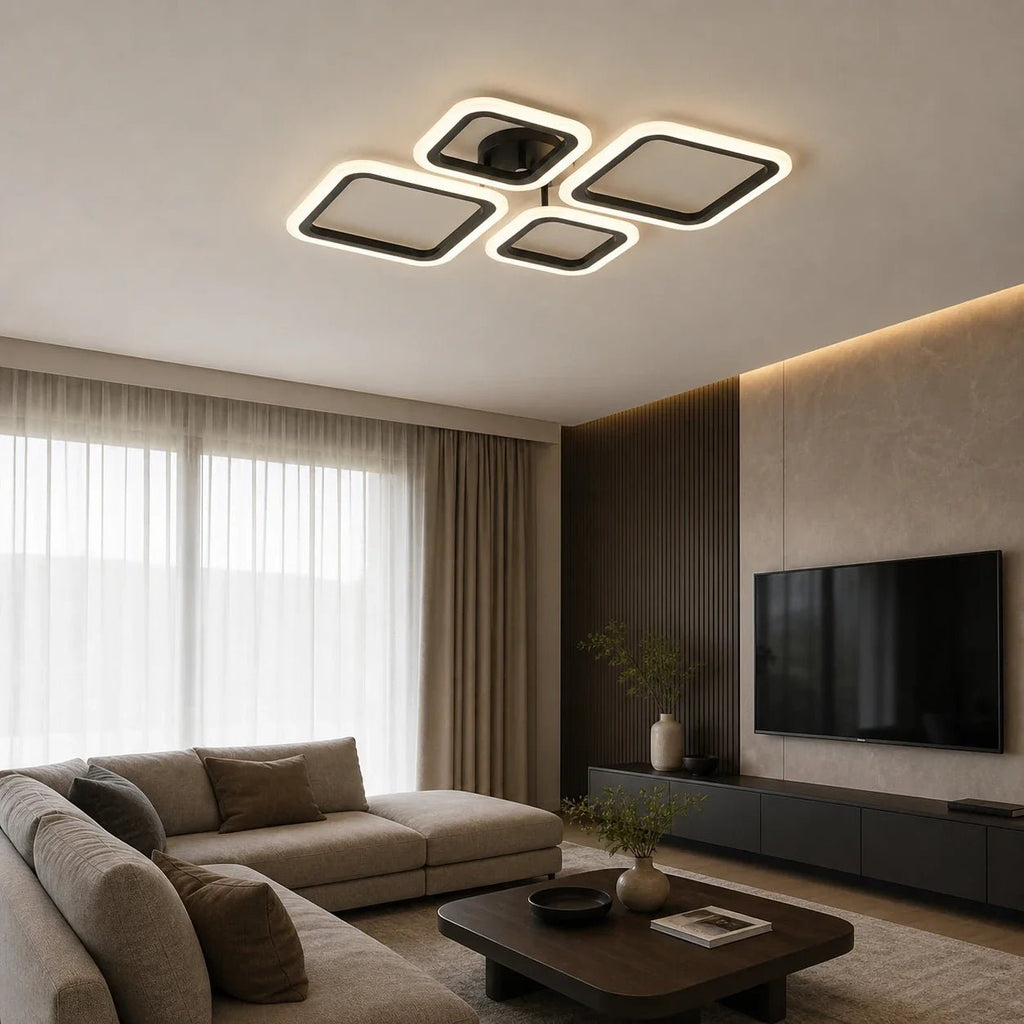Lustră LED cu Telecomandă Fiorella, 72W, Lumină Caldă/Neutră/Rece, Negru - AdeHouse — Finisaje și Iluminat Premium.