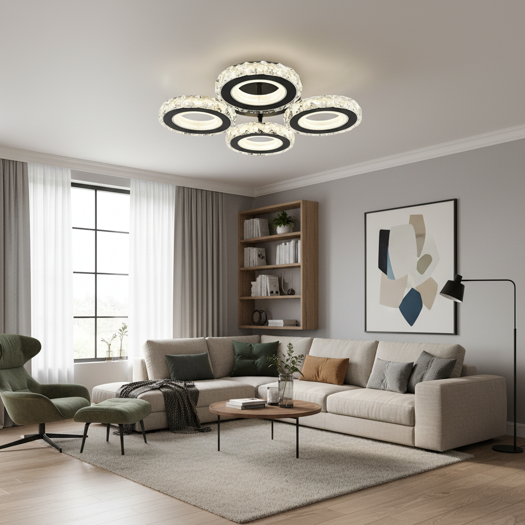 Lustră LED cu Telecomandă Isabeau 96W, Ø43 cm, Lumină Caldă/Neutră/Rece, Alb/Crom