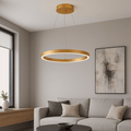 Pendul LED cu Telecomandă Lucilla, 61W, cu Inele, Lumină Caldă/Neutră/Rece, Auriu - AdeHouse — Finisaje și Iluminat Premium.