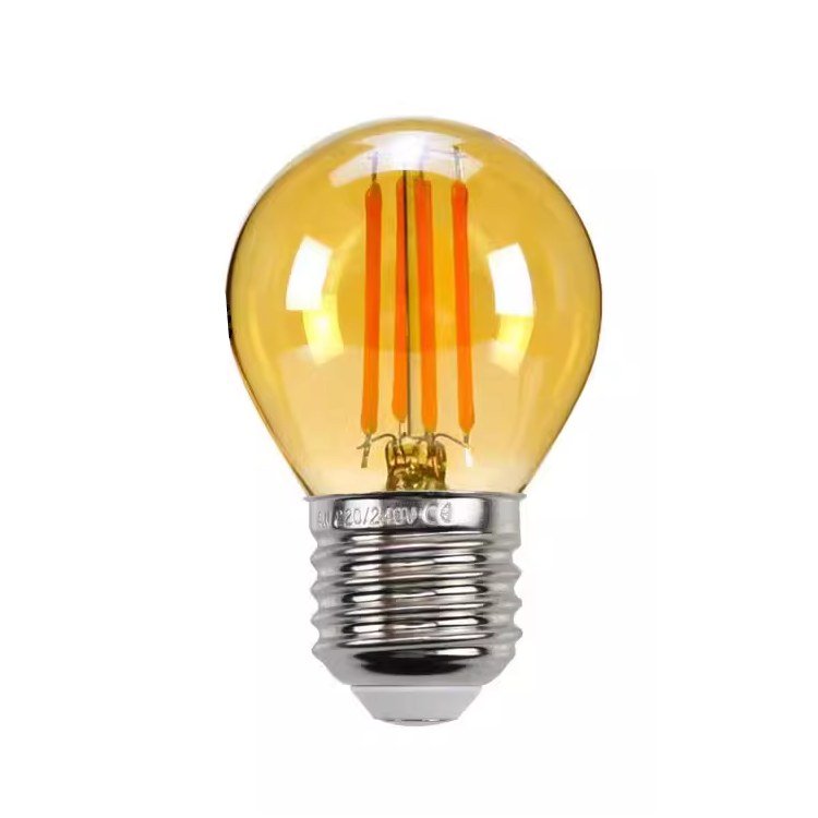 Bec LED Filament G45, 4W, E27, 2700K, Lumină Caldă, Sticlă Auriu