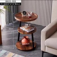 Masuta de cafea pentru living cu 3 polite rotunde, MDF, 62cm, negru/wenge.