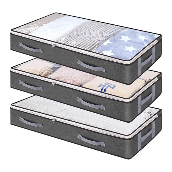 Organizator haine cu fermoar pentru depozitare sub pat, 100x50x18cm, 90L