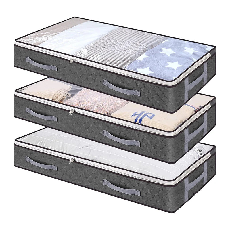Organizator haine cu fermoar pentru depozitare sub pat, 100x50x18cm, 90L