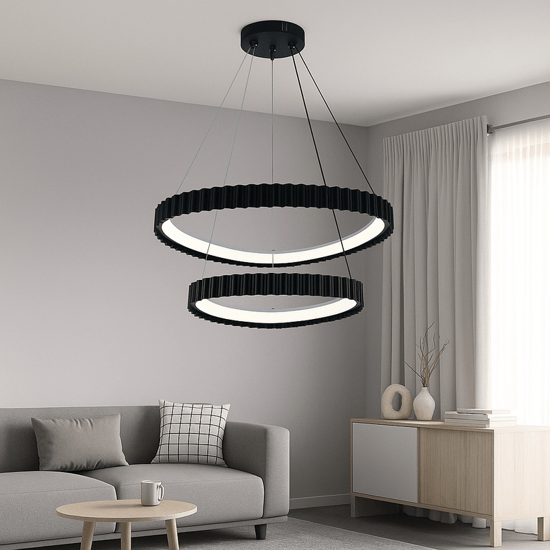 Pendul LED cu Telecomandă Fioralie 132W, Ø63 cm, Lumină Caldă/Neutră/Rece, Negru