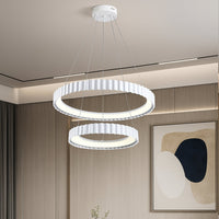 Pendul LED cu Telecomandă Lucienne II 122W, Dimabil, Alb - AdeHouse — Finisaje și Iluminat Premium.