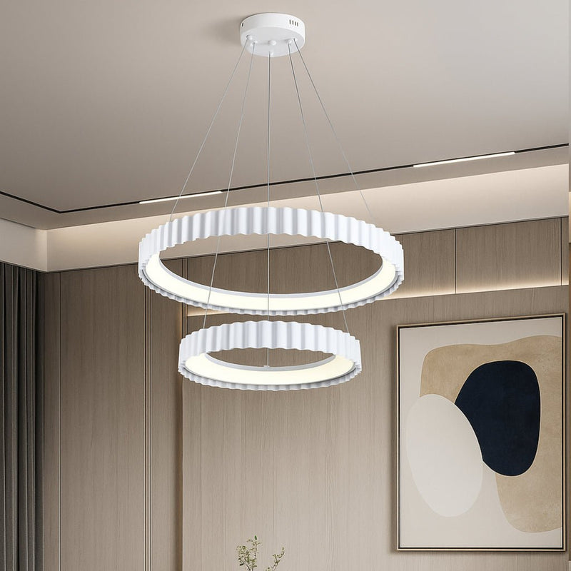Pendul LED cu Telecomandă Lucienne II 122W, Ø60 cm, Dimabil, Alb