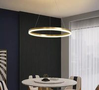 Pendul LED cu Telecomandă Elowen II 55W, Ø50 cm, Lumină Caldă/Neutră/Rece, Dimabil, Auriu - AdeHouse — Finisaje și Iluminat Premium.