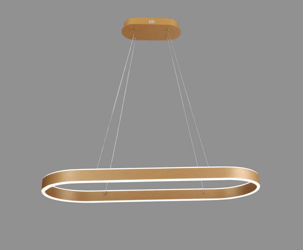 Pendul LED cu Telecomandă Gwendolyn 140W, Lumină Caldă/Neutră/Rece, Auriu/Alb