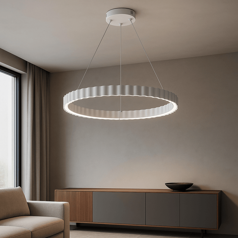Pendul LED cu Telecomandă Silveria, Ø50 cm, 62W, Lumină Caldă/Neutră/Rece, Alb