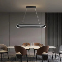 Pendul LED cu Telecomandă Emberly 140W, Lumină Caldă/Neutră/Rece, Dimabil, Negru - AdeHouse — Finisaje și Iluminat Premium.