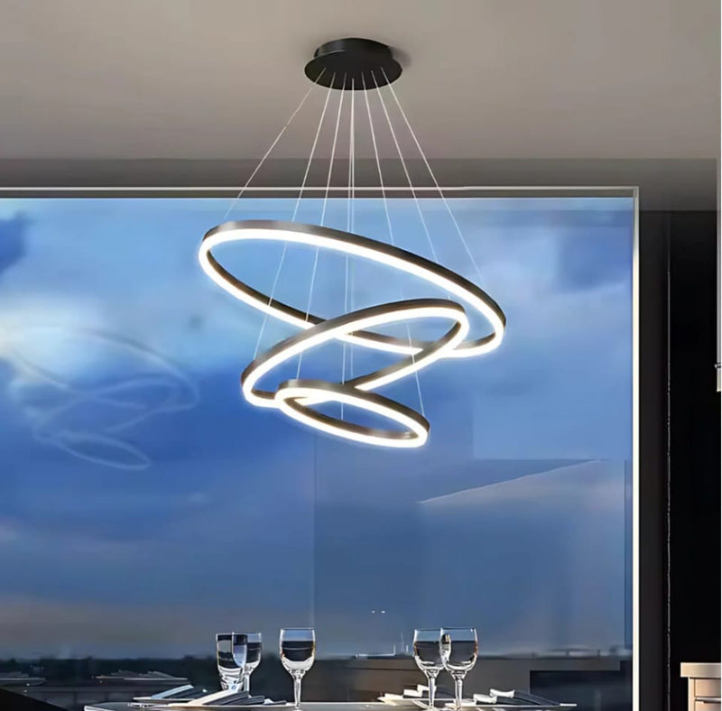 Pendul LED cu Telecomandă Faustine 140W, Ø60 cm, Lumină Caldă/Neutră/Rece, Negru/Auriu