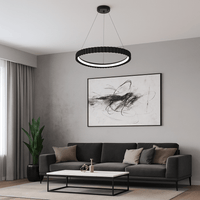 Pendul LED cu Telecomandă Ghislaine 66W, Ø53 cm, Lumină Caldă/Neutră/Rece, Negru - AdeHouse — Finisaje și Iluminat Premium.