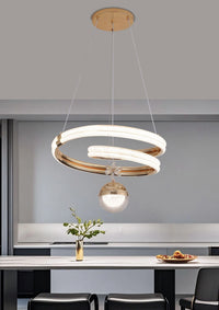 Lustra LED Aurelia Gold-tip pendul 107W Cu telecomanda - AdeHouse — Iluminat Modern la Preț Bun
