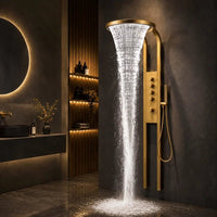 Panou de Duș Regalis Gold 200 cm cu LED, 5 Funcții si Hidromasaj - AdeHouse — Iluminat Modern la Preț Bun