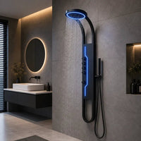 Panou de Duș Elevia Black – cu Ploaie Reglabila, LED și Hidromasaj - AdeHouse — Iluminat Modern la Preț Bun