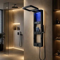 Panou de Dus Noctis Black – cu Display Digital, LED și Hidromasaj - AdeHouse — Iluminat Modern la Preț Bun