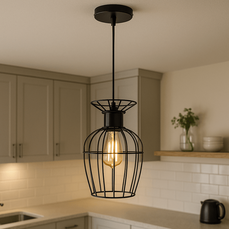 Pendul LED cu Telecomandă Liliana, Ø16 cm, 60W, Negru