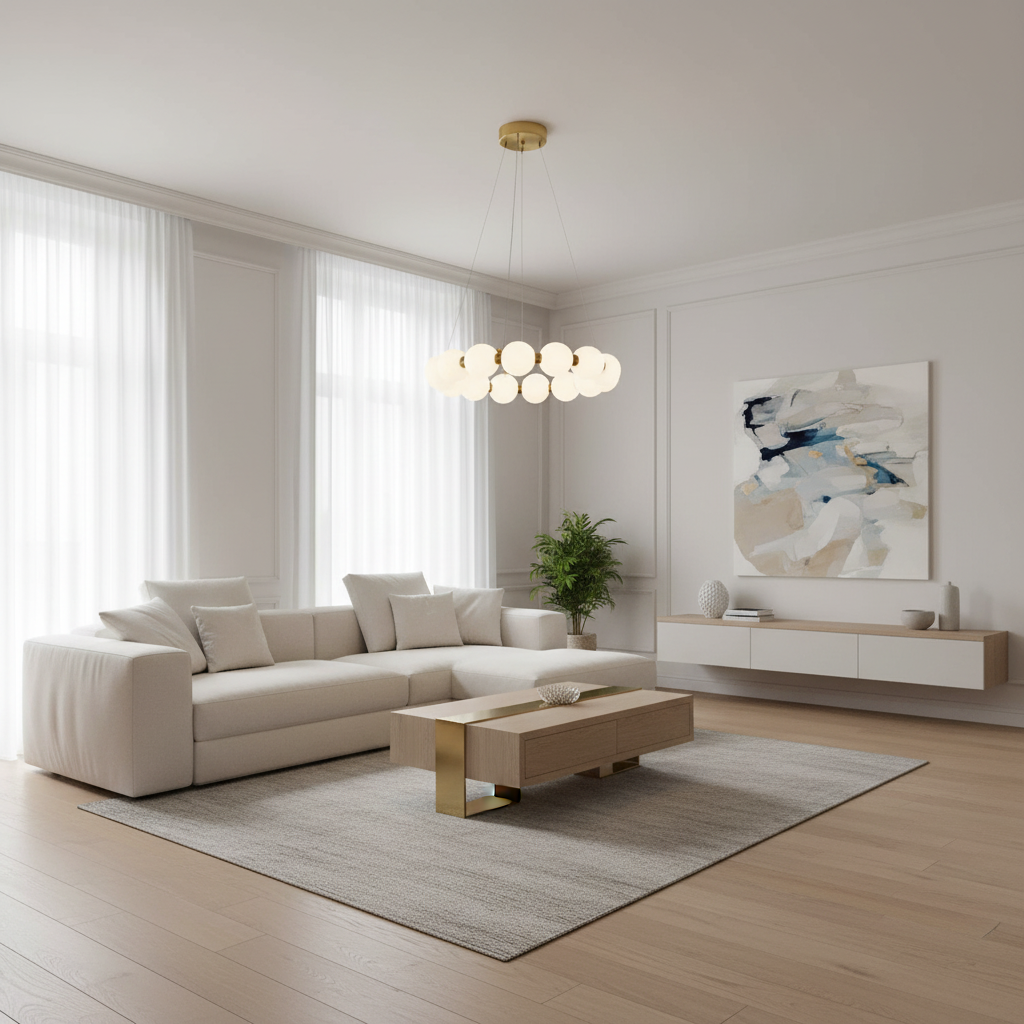 Pendul LED cu Telecomandă Melania 36W, Lumină Caldă/Neutră/Rece, Dimabil, Auriu