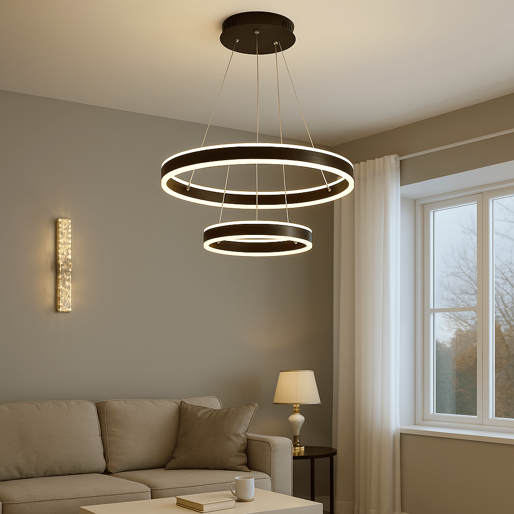 Pendul LED cu Telecomandă Sabatina, 180W, Lumină Caldă/Neutră/Rece, Negru - AdeHouse — Finisaje și Iluminat Premium.