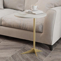 Masuta rotunda moderna cu blat tip marmura si picior metalic stabil 40 x 50 cm