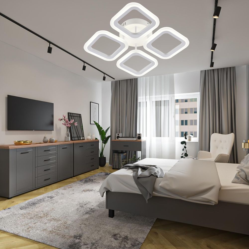 Lustră LED cu Telecomandă Marcellina, 56W, Lumină Caldă/Neutră/Rece, Alb - AdeHouse — Finisaje și Iluminat Premium.