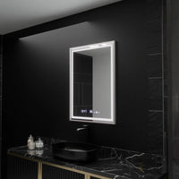 Oglindă LED Baie cu Dezaburire Diodata, Buton Touch, Ceas - AdeHouse — Finisaje și Iluminat Premium.