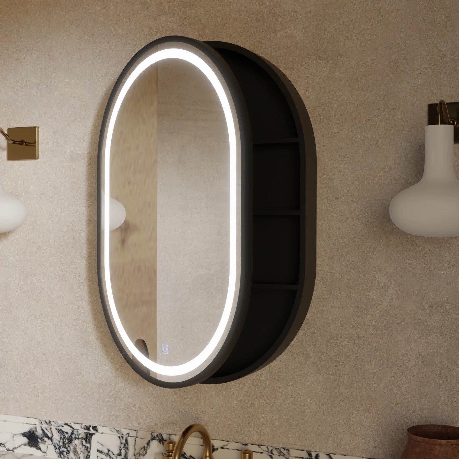 Oglindă LED Baie cu Dezaburire Zinnia II, Design Modern