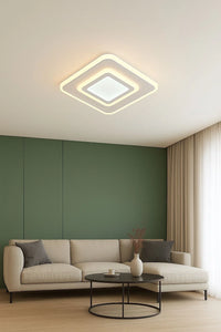 PLAFONIERA LED, PATRATA, MODERNA  – ALB & CROM, 39W, 3000K–6500K