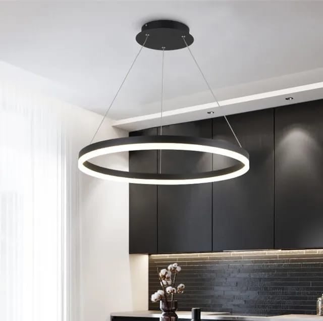 Pendul LED cu Telecomandă Mercede, 55W, Lumină Caldă/Neutră/Rece, Negru - AdeHouse — Finisaje și Iluminat Premium.