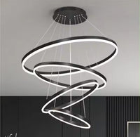 Pendul LED cu Telecomandă Rosaura, 220W, cu Inele, Lumină Caldă/Neutră/Rece, Negru - AdeHouse — Finisaje și Iluminat Premium.