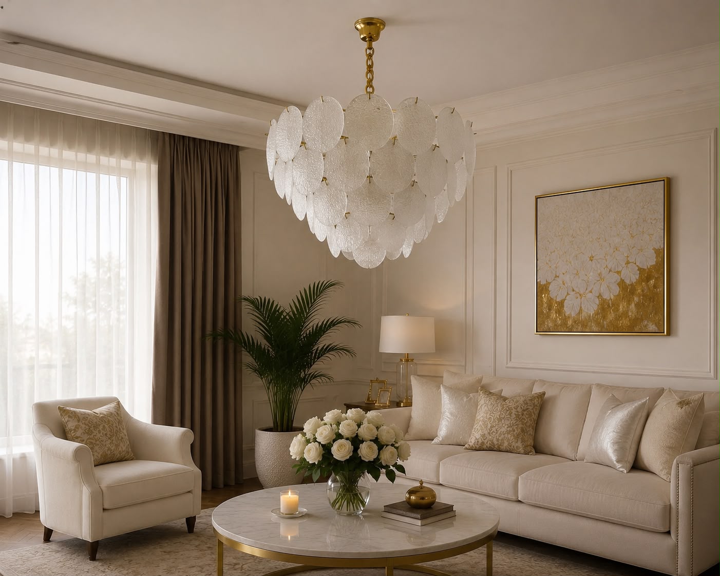 Candelabru Olimpia, 60W, Ø30 cm, Auriu - AdeHouse — Finisaje și Iluminat Premium.